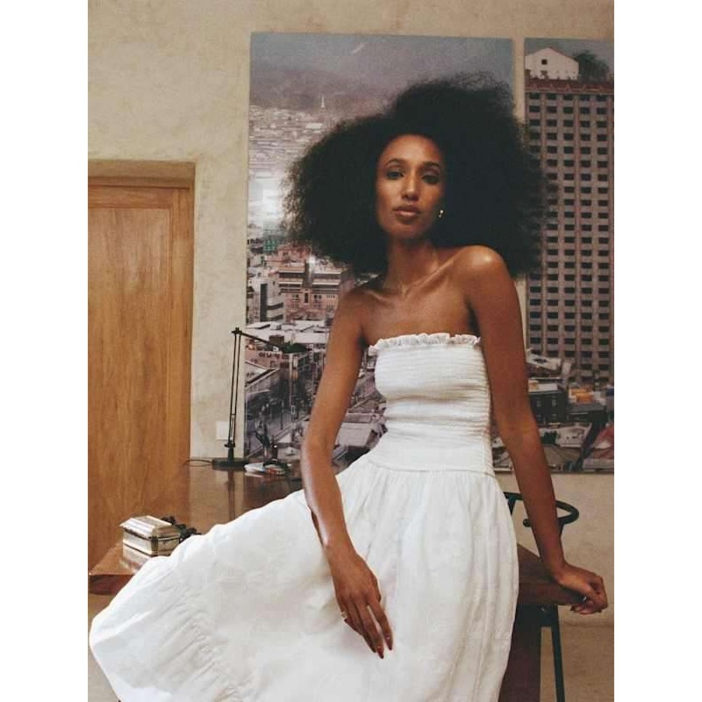 NWT Reformation Laurine Dress L White Strapless Smocked Bridal Midi $248